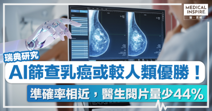 AI醫學丨AI篩查乳癌或較人類優勝！準確率相近，醫生閱片量少44%